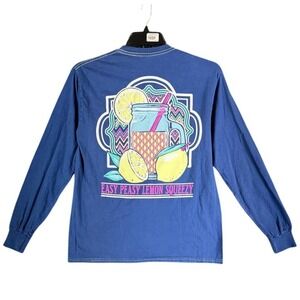 Cold Crush‎ Lemonade Cottagecore Country Summer Shirt Womens M Blue Y2K Revival